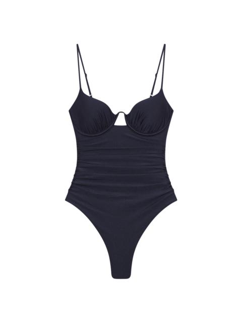 SIMKHAI Women's Laine Underwire Ruched One-Piece Swimsuit - Black