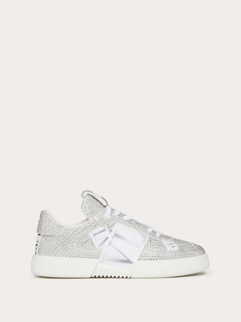 Valentino Low-Top Calfskin VL7N Sneaker with Bands and Crystals