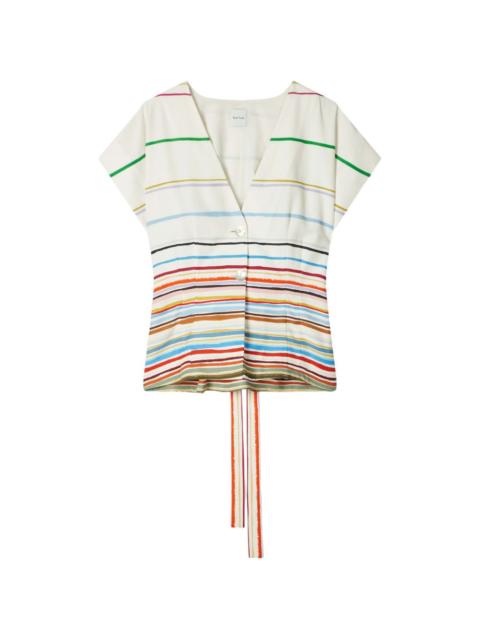 Paul Smith signature-stripe tie-waist top