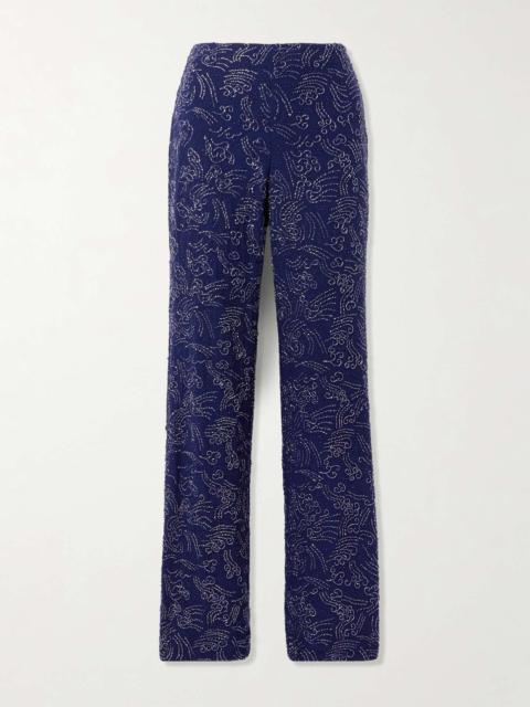 Avola bead-embellished tulle wide-leg pants