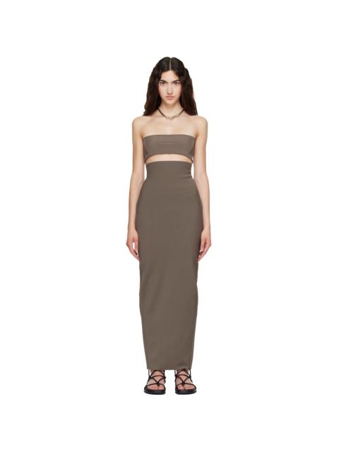 Rick Owens Gray Tower Dirt Pillar Maxi Skirt