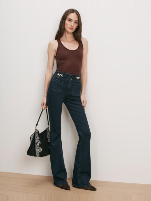 VERONICA BEARD BEVERLY SKINNY-FLARE CHAIN-DETAIL JEAN