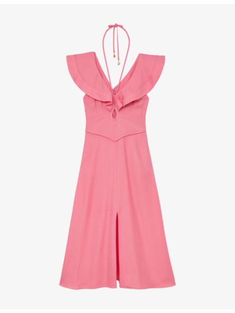 REISS Giselle Ruffled Woven Midi Dress