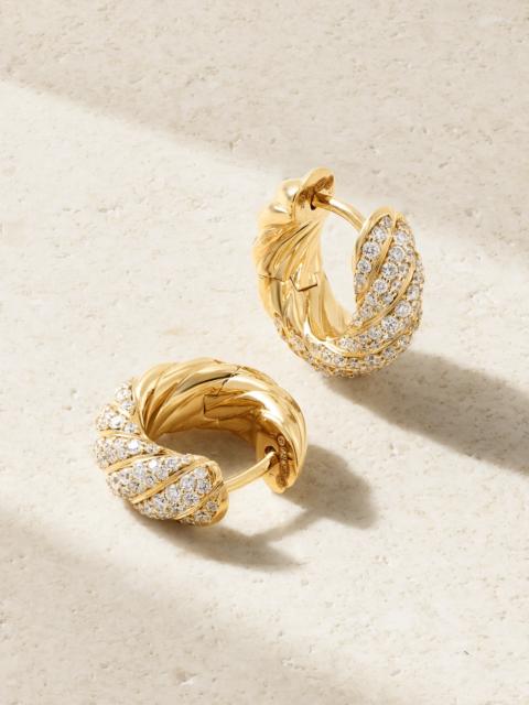 DAVID YURMAN Sculpted Cable 18-karat Gold Diamond Hoop Earrings