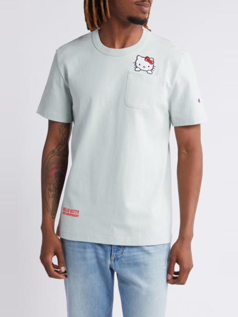 Champion x Sanrio Hello Kitty® 50th Anniversary Embroidered Pocket T-Shirt in Fleeting Green at Nord