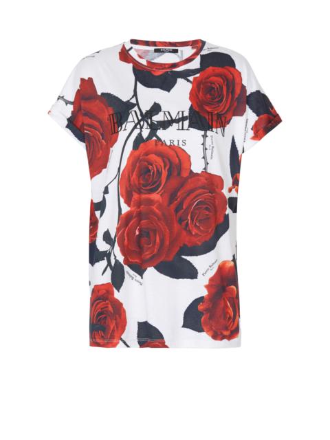 Vintage Balmain T-shirt with Red Roses print