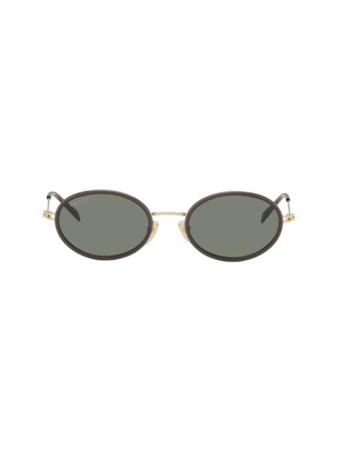 GUCCI Gray & Gold GG Logo Tiny Sunglasses