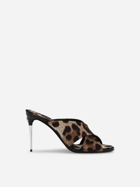 Dolce & Gabbana Leopard-print satin mules