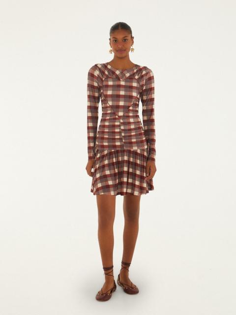 FARM RIO Brown Country Tartan Heart Ruched Mini Dress