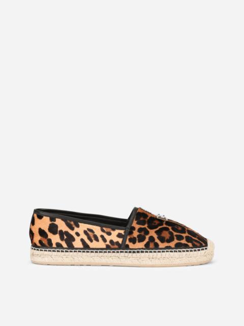 Dolce & Gabbana Leopard-print pony hair espadrilles with branded plate