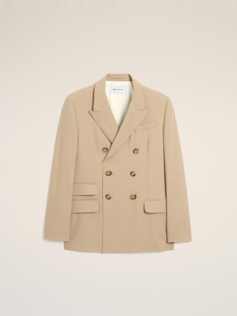 AMI Paris BEIGE NEW WOOL DOUBLE BREASTED STRAIGHT JACKET