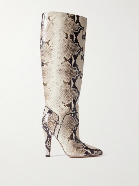 PARIS TEXAS Elsa Buckled Snake-effect Leather Knee Boots