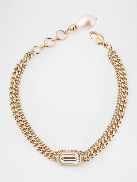 Alexander McQueen Skull and Crystal Bracelet with Pearly Drop