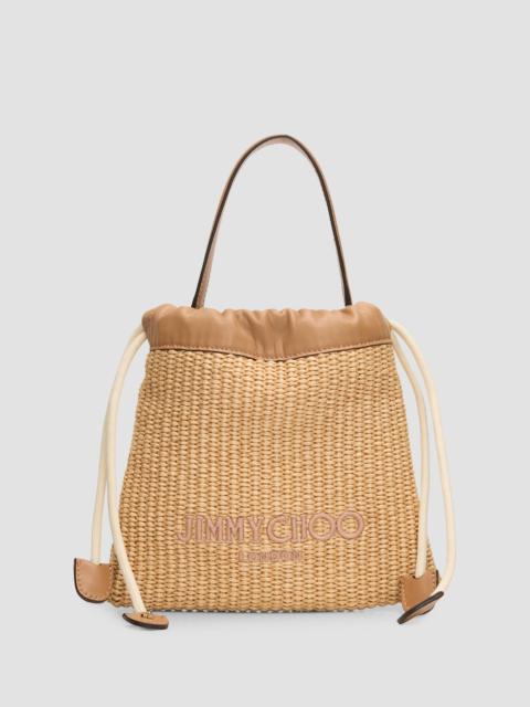 JIMMY CHOO Women's Raffia Drawstring Pouch - Natural Tan Light Gold