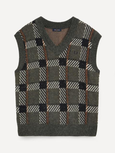 Fred Perry Glitch Tartan Knitted Tank Top