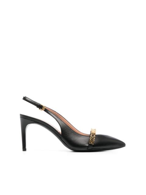 Moschino 85mm logo-lettering slingback pumps