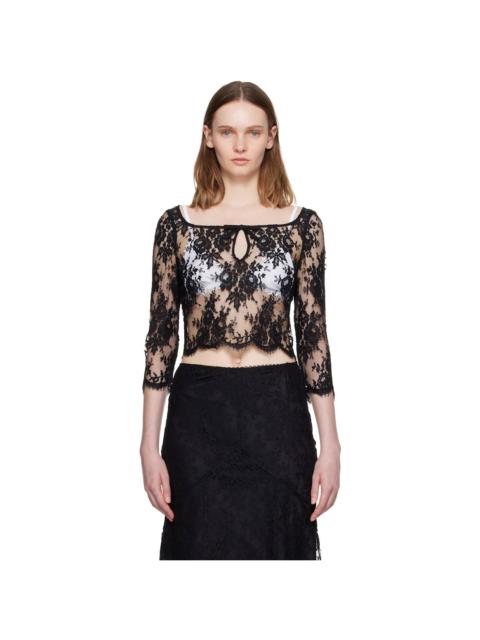 SHUSHU/TONG Black Cut-Out Neckline Top