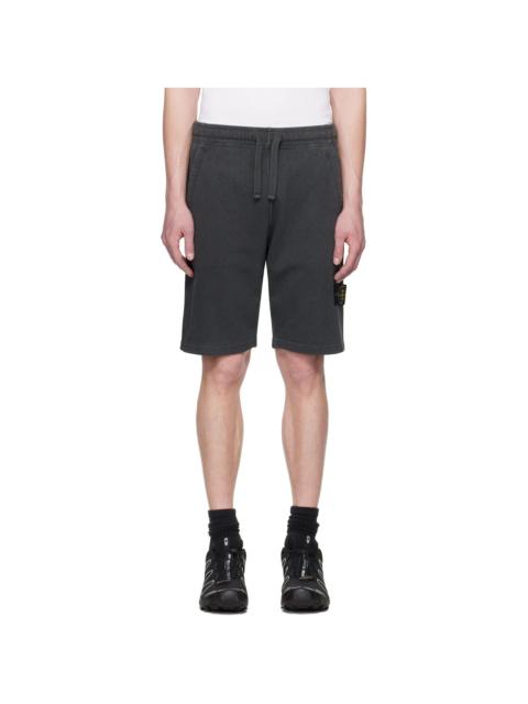 Stone Island Gray Malfilé Fleece 'Old' Effect Shorts