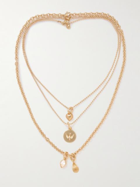 ROXANNE ASSOULIN The Free Spirit Set Of Three Gold-tone And Cubic Zirconia Necklaces