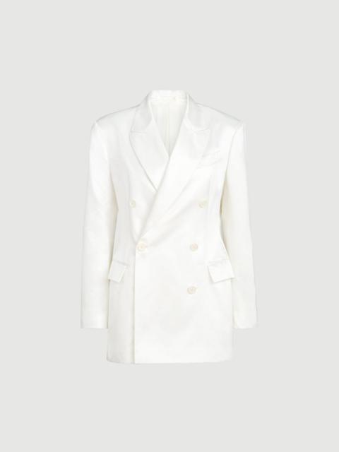 Brunello Cucinelli Cotton and silk satin blazer with monili