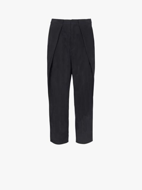 Balmain Black and white cuprammonium rayon pleated pants