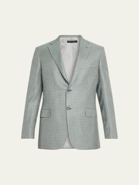 Brioni Men's Ravello Cashmere-Silk Check Blazer
