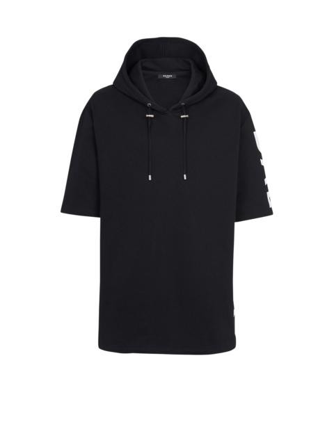 Balmain Oversized eco-designed cotton hooded sweatshirt with  Balmain logo print
