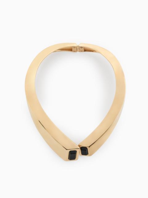 EMPORIO ARMANI GOLD COLLAR NECKLACE WITH BLACK ACCENTS