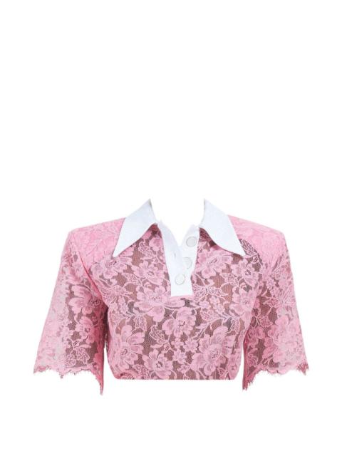 ROWEN ROSE lace polo-style top