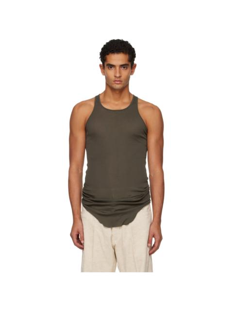 Rick Owens Khaki Concordians Basic Rib Tank Top
