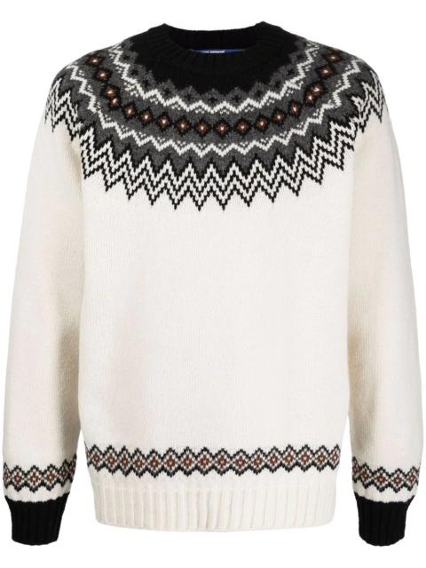 Junya Watanabe MAN fair isle intarsia-knit crew-neck jumper