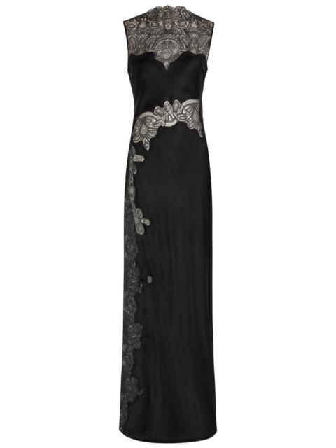 SHONA JOY Shona Joy Jamila High-neck Lace Satin Maxi Dress