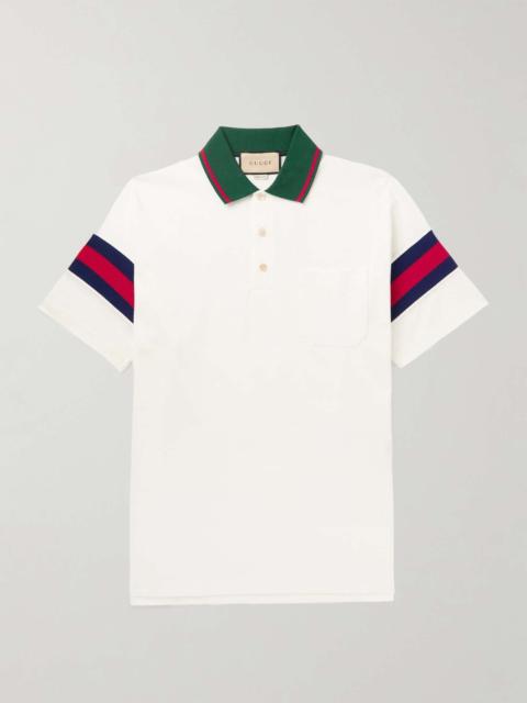 GUCCI Striped Cotton-Piqué Polo Shirt