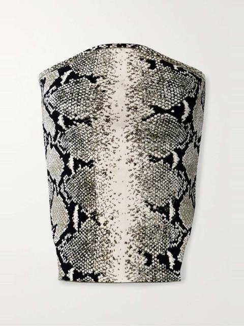 KHAITE Dillon strapless jacquard-knit bustier top