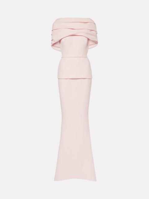 Safiyaa Loura draped peplum crêpe gown