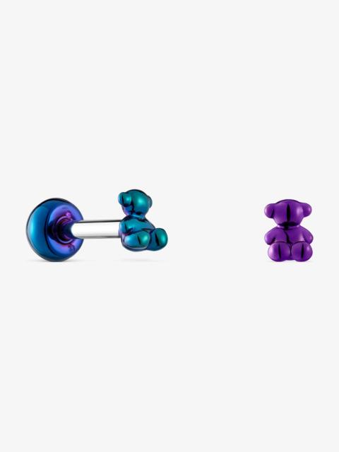 TOUS Pack of Bold Bear Ear piercings in lilac- and green-colored IP steel