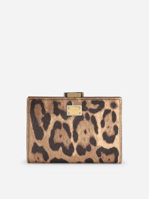 Leopard-print Crespo zip-around wallet with branded plate