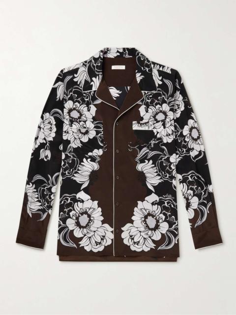 Valentino Camp-Collar Printed Silk Crepe de Chine Shirt