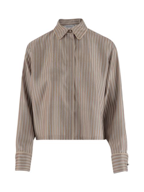 Silk Twill Crop Shirt