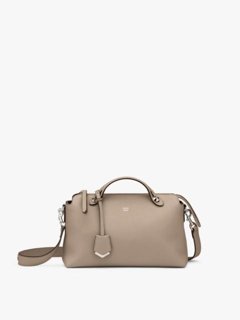 FENDI Beige soft leather Boston bag. The interior is divided into two practical compartments by a partitio