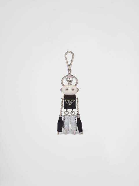 Prada Saffiano leather robot trick keychain