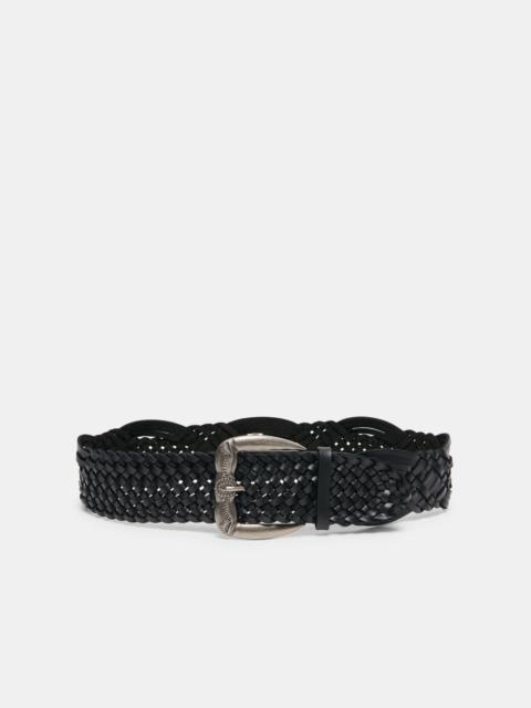 dolce vita WOVEN WESTERN BUCKLE BELT BLACK SILVER