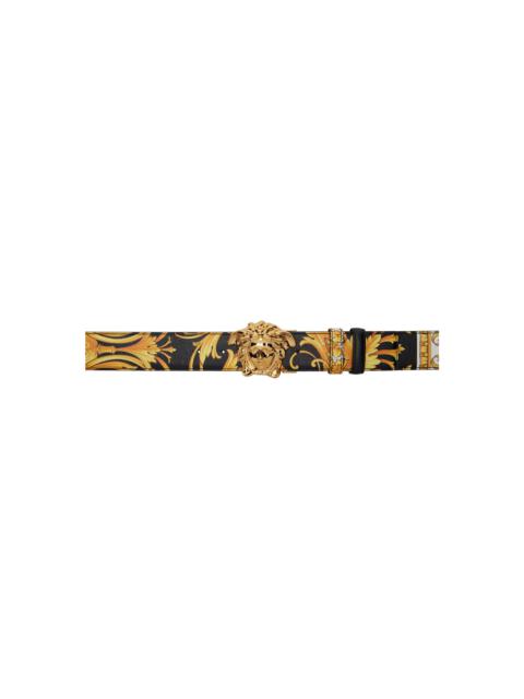 VERSACE Black & Gold Barocco Reversible Belt