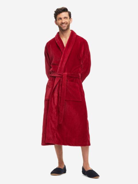 Derek Rose Men's Bathrobe Triton 10 Terry Cotton Wine