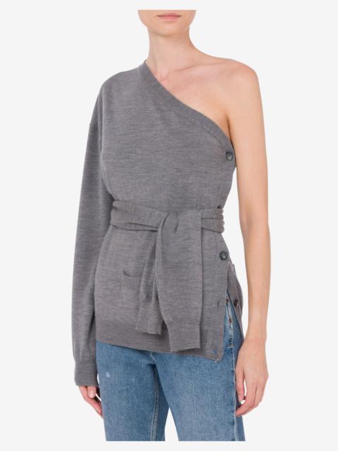 Moschino ONE-SHOULDER WOOL CARDIGAN TAILORED TWIST