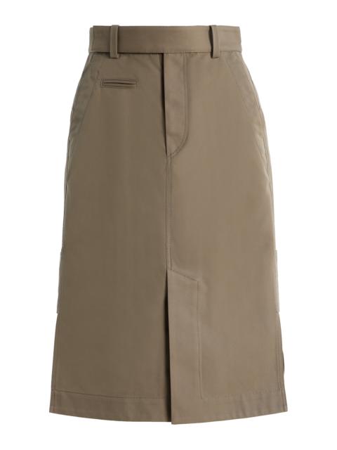 Bottega Veneta Cotton-Silk Midi Cargo Skirt taupe