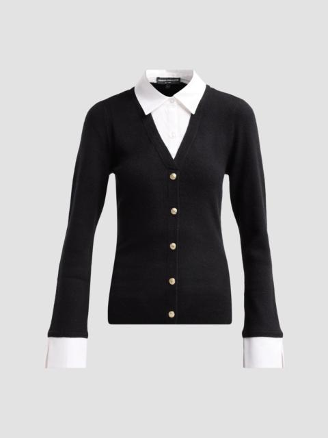 GENERATION LOVE Women's Nixie Poplin Shirt Combo Sweater - Black White