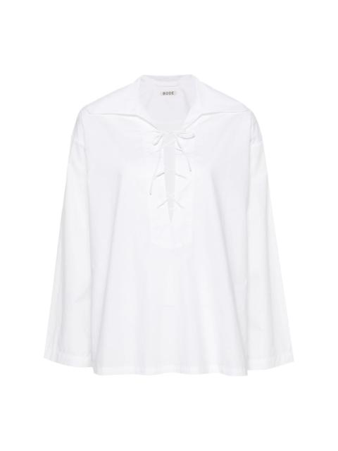 BODE Bonnie lace-up cotton shirt