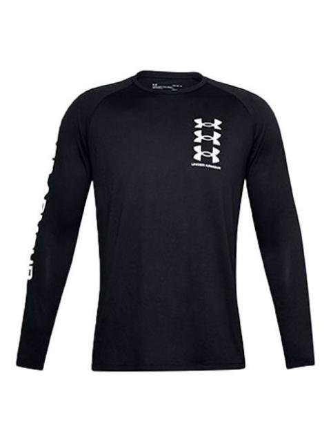 Under Armour 팔러 테크 트리플 로고 긴 소매 셔츠 '블랙' 1357239-001