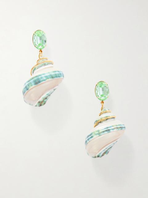 Jennifer Behr Wave Gold-tone Shell And Crystal Earrings